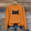 Comstylish Women's Black Cat Abstract Art Painting Sweatshirt