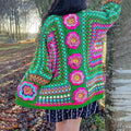 Comstylish Women's Floral Patchwork Art Cozy Knit Sweater Cardigan