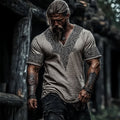 Men's Retro Viking Celtic Knot Art Linen T-shirt artswardrobe