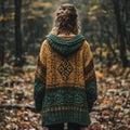 Irish Vintage Jacquard Contrast Hooded Sweater Cardigan elevenforest