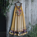 Boho Sunflowers Embroidered Gradient Lace Patchwork Linen Dress artswardrobe