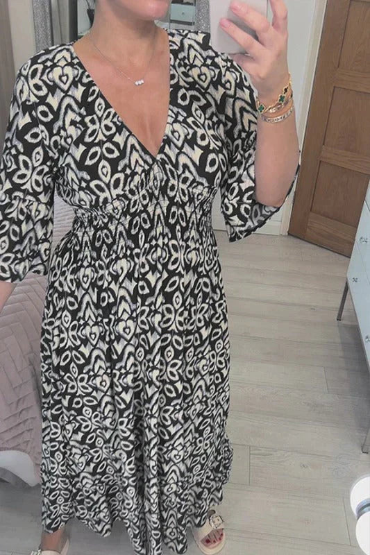 KS | Casual floral dress with V-neckline
