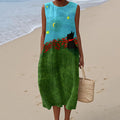 Women's Cute Scottish Terrier Art Print Midi Dress artswardrobe