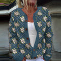 Vintage Iceland Square Rose Knit Warm Cardigan Sweater elevenforest