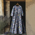 Floral Print Crew Neck Loose Midi Dress artswardrobe