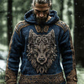 Vintage Wolf Totem Viking Art Men's Hooded Sweater artswardrobe