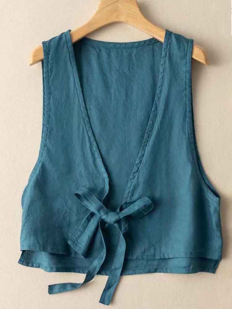 Women's Simple Versatile Linen Blend Casual Vest artswardrobe