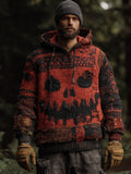 Men's Vintage Viking Halloween Ghost Face Embroidered Hoodie artswardrobe