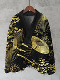 Comstylish Golden Umbrella & Flower Pattern Women's Kimono