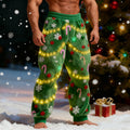 Comstylish Men's Christmas Tree Lights Cosplay Plush Casual Pants