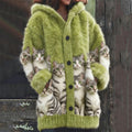 Comstylish Lovely Fuzzy American Shorthair Cats Cozy Knit Hooded Cardigan