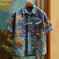 Men's Embroidered Sea Life Whale Vacation Hawaiian Shirt artswardrobe