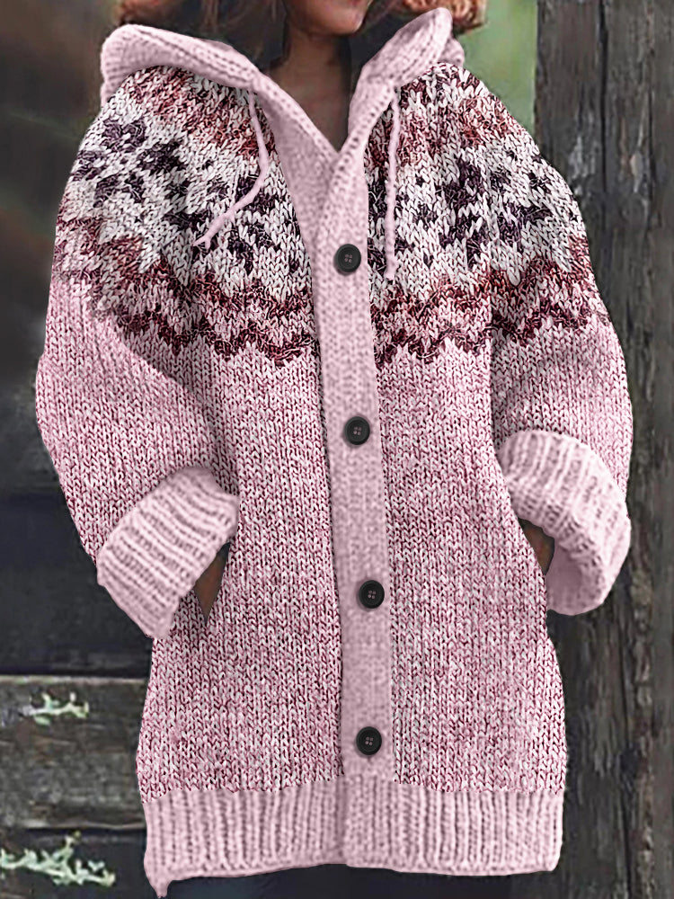 Vintage Knitted Jacquard Fairman Pattern Cozy Cardigan Sweater elevenforest