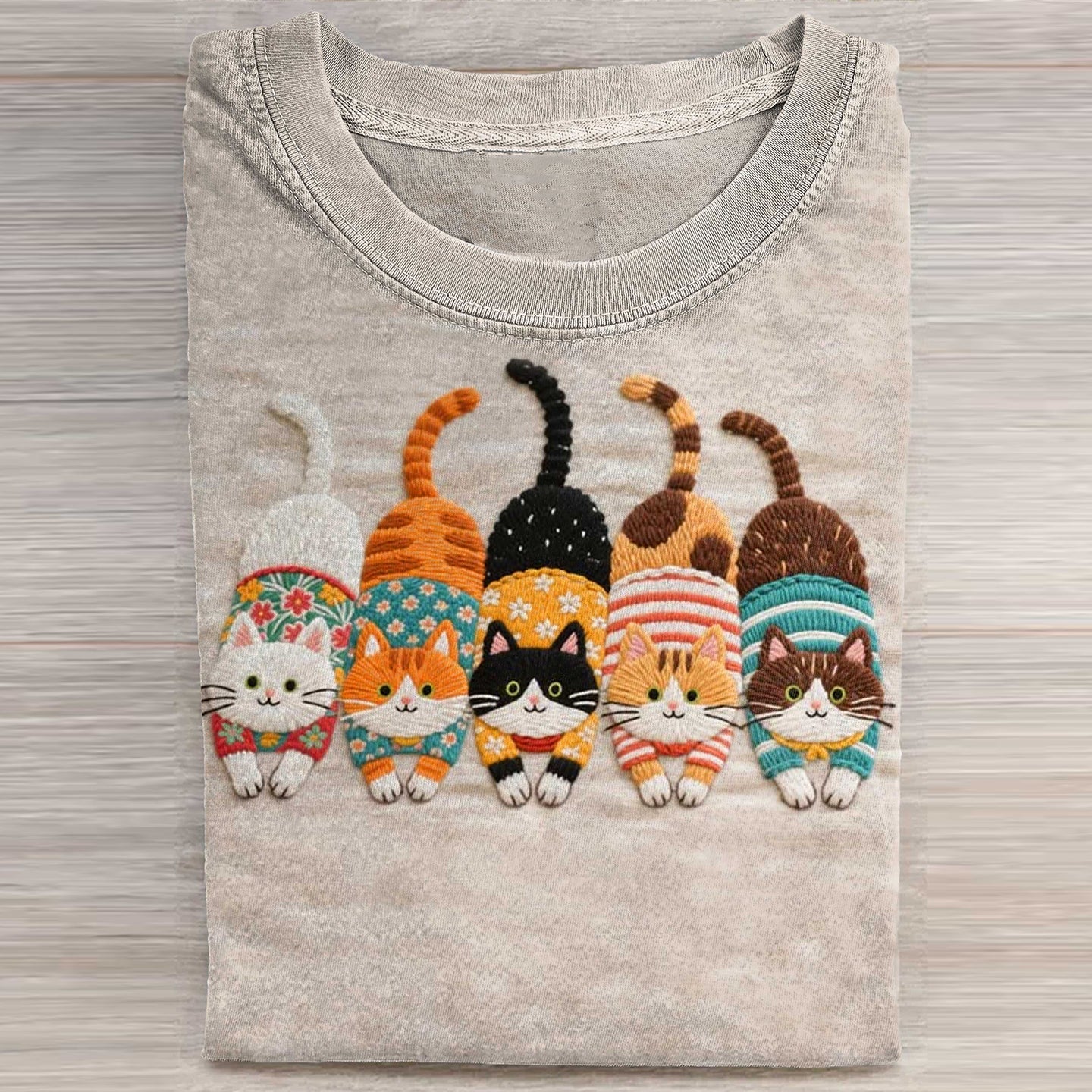 Cute Cat Art Print Casaul Short Sleeve T-shirt artswardrobe