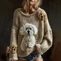 Classic  Fluffy Dogs Felt Cozy Knit Sweater elevenforest