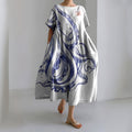 Comstylish Japanese Art Vintage Octopus Print Casual Midi Dress