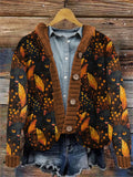 Colorful Black Cat Pattern Women's Cardigan artswardrobe