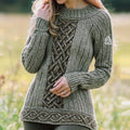 Women's Celtic Knot Jacquard Logo Aran Sweater artswardrobe