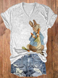 Cute Bunny Embroidery Pattern Cozy Short Sleeve T-Shirt artswardrobe