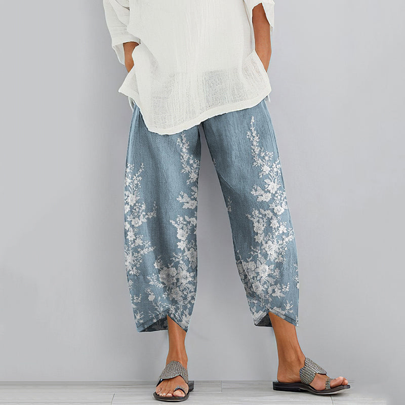 Comstylish Vintage Lace Art Casual Pocket Pants