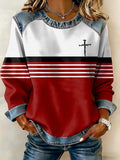 Comstylish Women's Casual Faith Print Sweatshirt