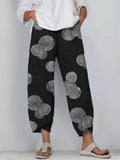 Comstylish Sea Waves Ripples Lino Pattern Linen Blend Cropped Pants