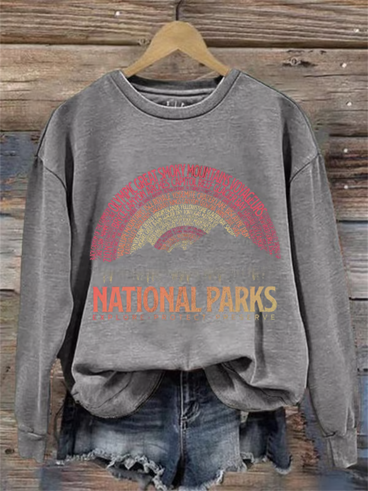 Comstylish Women's Hotspots 63 National Parks Explore, Protect, And Preserve Printed Casual Sweatshirts