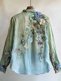Comstylish Forest Floral Lace Art Gradient Women's Long Sleeve Blouse