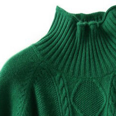Green Clothes High Neck Spring Knitted Blouse