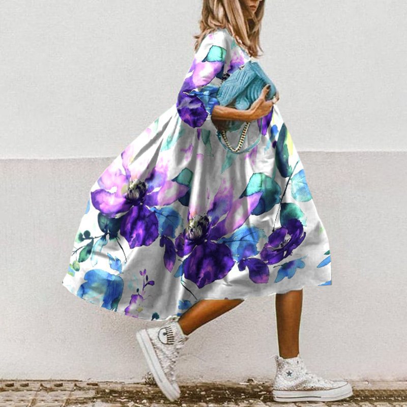 KS | Flowing midi dress with floral pattern