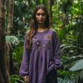 Bohemian Embroidered Linen Crew Neck Shirt artswardrobe