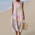 Vintage Loose Floral Art Linen Tank Dress artswardrobe