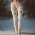 Comstylish Cute Cats Embroidered Vintage Cozy Knit Leggings