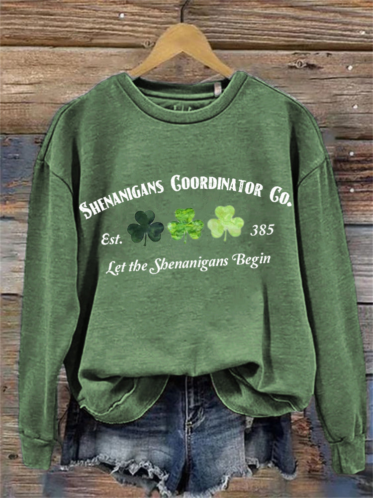 Comstylish Shenanigans Coordinator Co. Shamrocks Graphic Sweatshirt