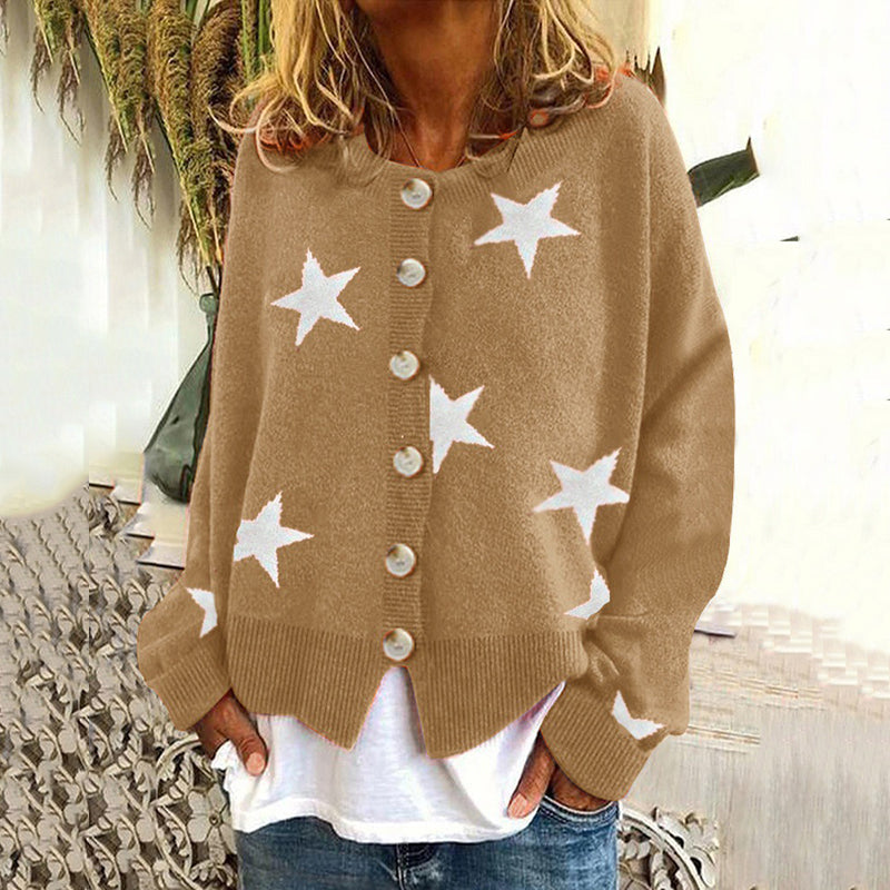 Five-Pointed Star Single-Breasted Sweater Cardigan artswardrobe