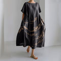 Comstylish Fish Print Round Neck Short Sleeve Casual Midi Dress