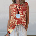 Comstylish Japanese Art Plum Blossom Printed Casual Sleeveless Top