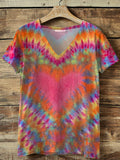 Women's Hippie Print V-neck T-shirt artswardrobe