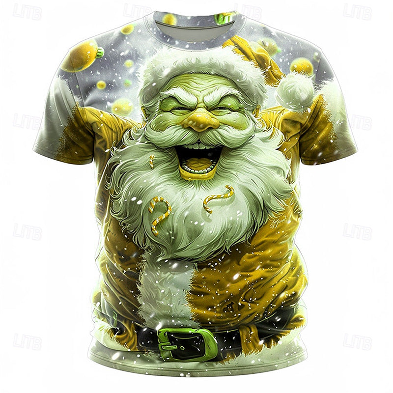 Comstylish Men's Christmas Santa Claus Print Crew Neck Short Sleeve T-shirt