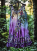 Vintage Violet Gradient Lace Art Linen Sleeveless Tank Top artswardrobe