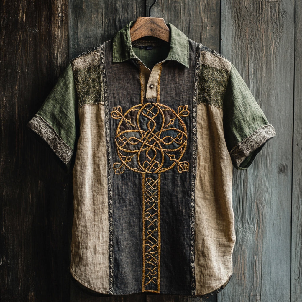 Men's Celtic Patchwork Contrast Print Shirt artswardrobe