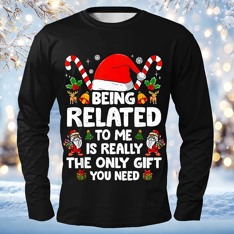 Comstylish Men's Christmas Print Crew Neck Long Sleeve T-shirt