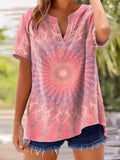 Comstylish Women's Casual Retro Heart Cotton And Linen Print Shirt