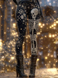 Comstylish Women's Christmas Skull Art Warm Leggings