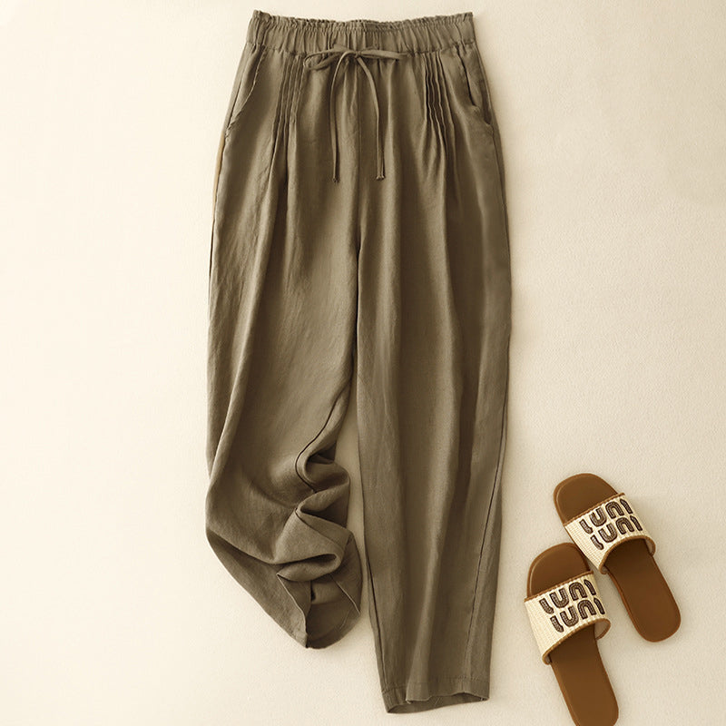 Women's Simple Solid Color Linen Blend Pants artswardrobe