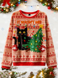 Comstylish Black Cat Destroys Christmas Tree Christmas Ugly Sweatshirt