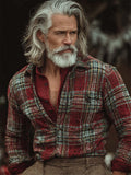 Men's Christmas Inspired Plaid Vintage Linen Shirt artswardrobe