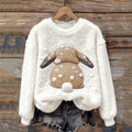 Lovely Bunny Back View Embroidered Cozy Plush Sweatshirt