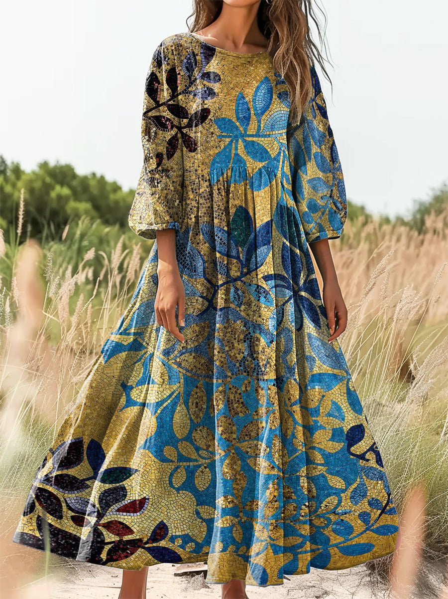 Women's Art Painting Hippie Print Round Neck Dress