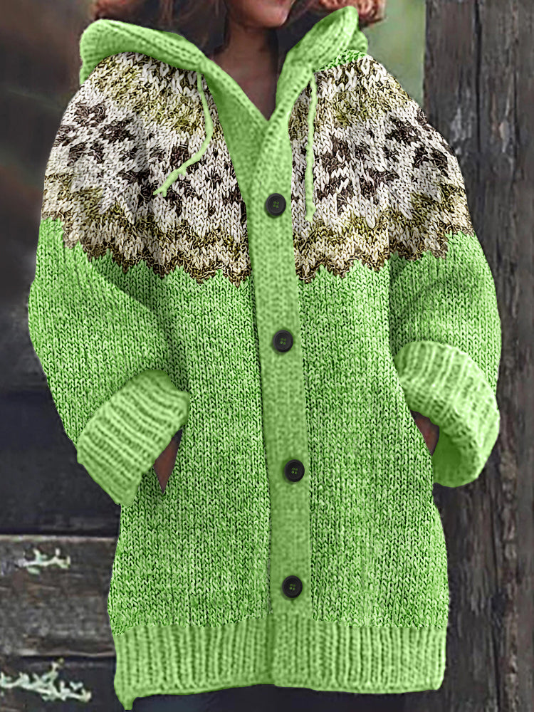 Vintage Knitted Jacquard Fairman Pattern Cozy Cardigan Sweater elevenforest